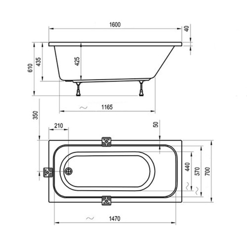 Акриловая ванна Ravak CHROME 160x70 C731000000-3