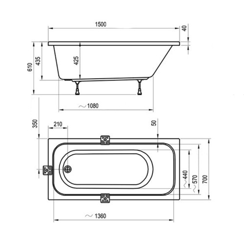 Акриловая ванна Ravak CHROME 150x70 C721000000-3