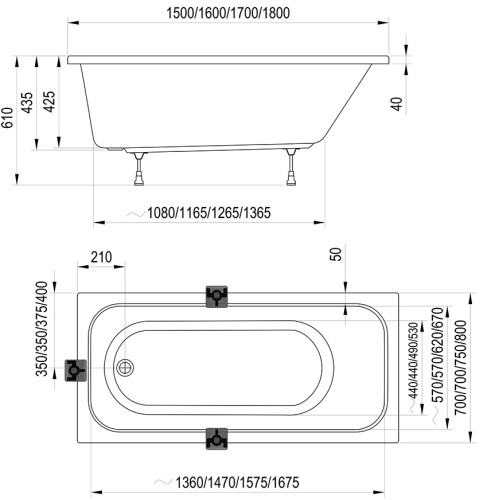 Акриловая ванна Ravak CHROME 180x80 CE21000000-3