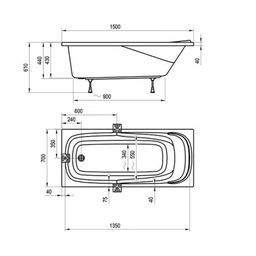 Акриловая ванна Ravak VANDA II 150x70 CO11000000-3