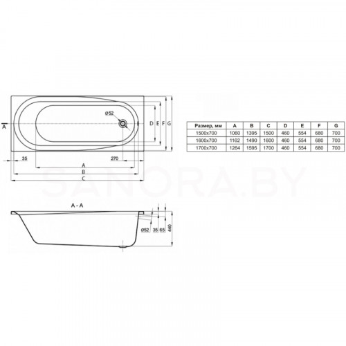 Акриловая ванна Lavinia Boho Biore 150x70 35010050-7