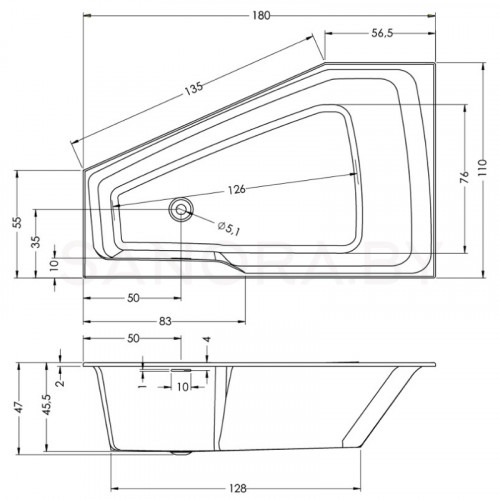 Акриловая ванна Riho Rethink Space 180x110 (правая)-2