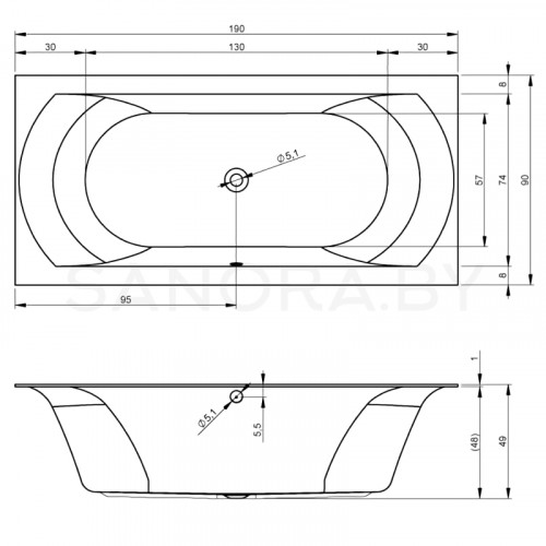 Акриловая ванна Riho Linares 190x90 BT48-3