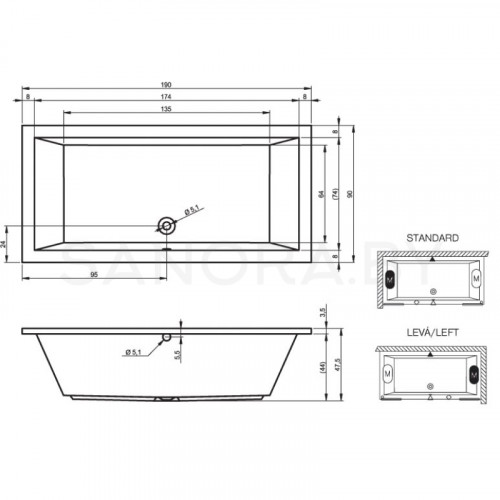 Акриловая ванна Riho Lusso 190x90-3