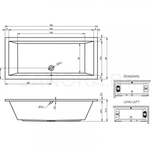 Акриловая ванна Riho Lusso 200x90-3