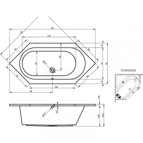 Акриловая ванна Riho Kansas 190x90 B035001005-4