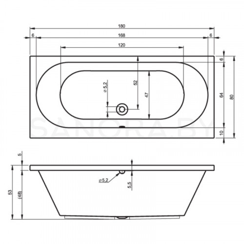 Акриловая ванна Riho Carolina 180x80-3