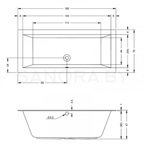 Акриловая ванна Riho Lugo 160x70-2