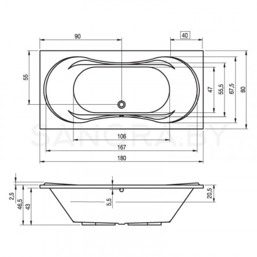 Акриловая ванна Riho Supreme 180x80-2