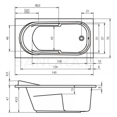 Акриловая ванна Riho Columbia 140x70-2