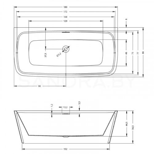 Акриловая ванна Riho Adore 180х86 B086001005-3