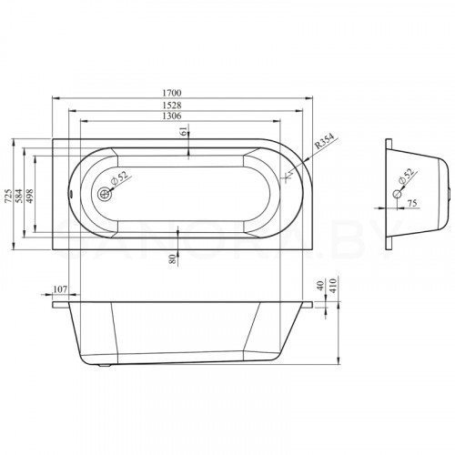 Акриловая ванна Lavinia Boho Art II 170х72,5 3713170R-2