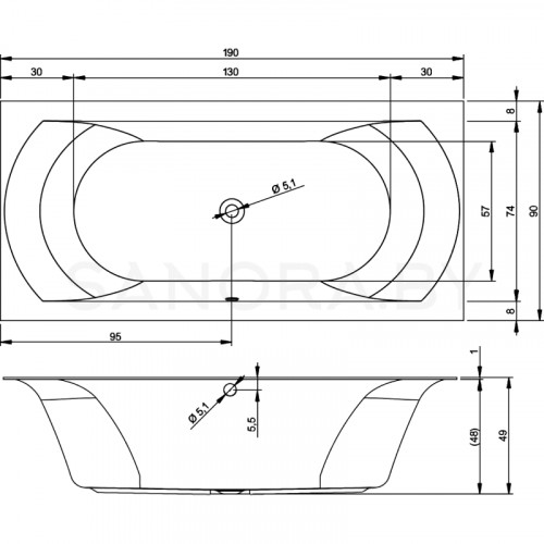 Акриловая ванна Riho Linares Velvet 190x90-2