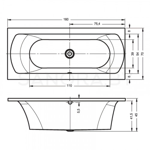 Акриловая ванна Riho Lima 160x70-3