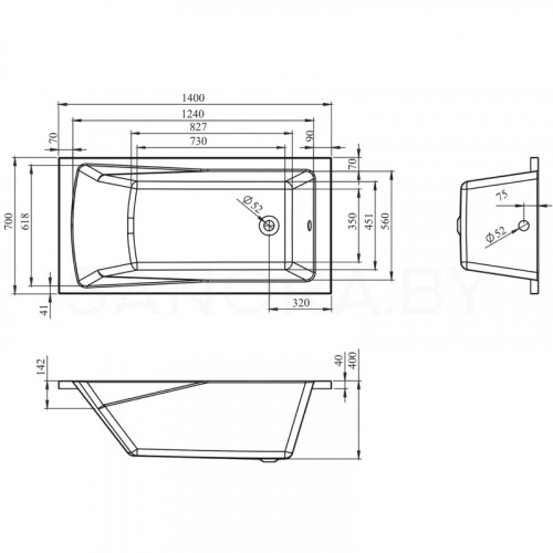 Акриловая ванна Lavinia Boho One 140x70 37010040-3