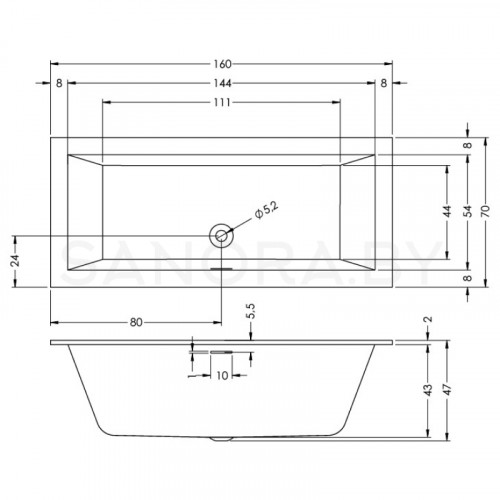 Акриловая ванна Riho Rethink Cubic 160x70-4