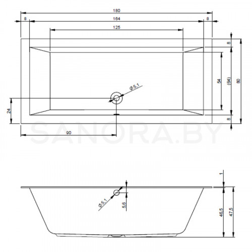 Акриловая ванна Riho Lugo 180x80-2
