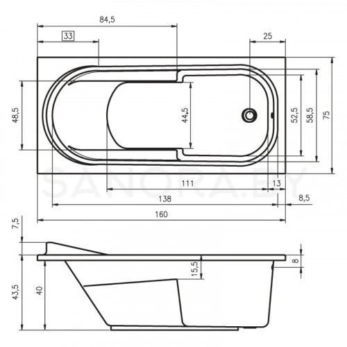 Акриловая ванна Riho Columbia 160x75-2
