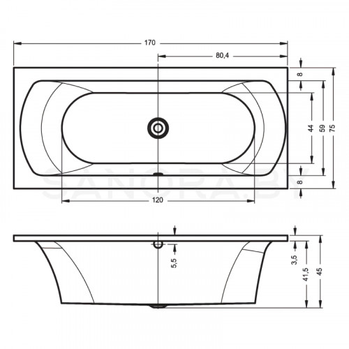 Акриловая ванна Riho Lima 170x75-3