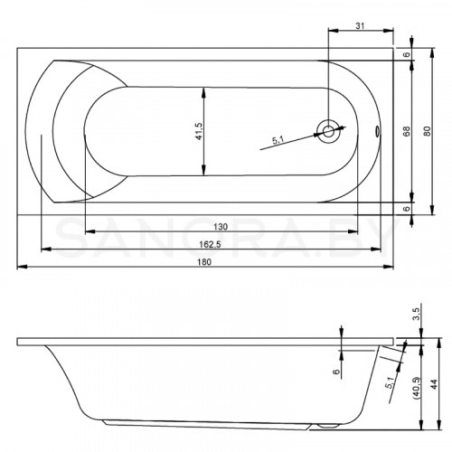 Акриловая ванна Riho Miami 180x80-2