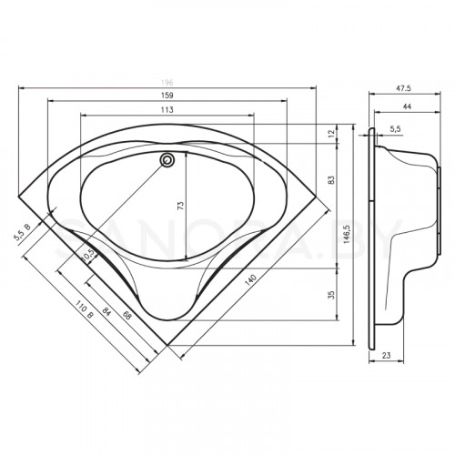 Акриловая ванна Riho Neo 140x140-4