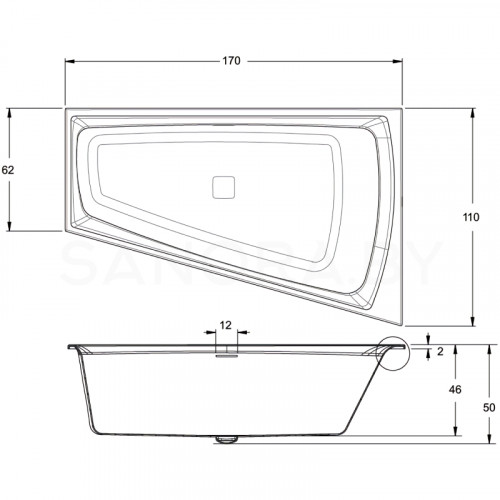 Акриловая ванна Riho Still Smart 170х110 Left B102001005-1