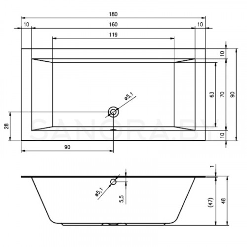 Акриловая ванна Riho Lugo 180x90-2