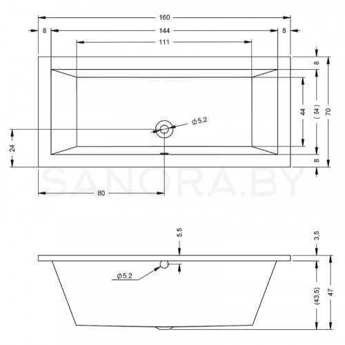 Акриловая ванна Riho Lusso 160x70-3