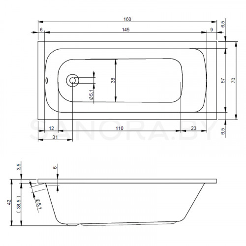 Акриловая ванна Riho Dola 160x70-1