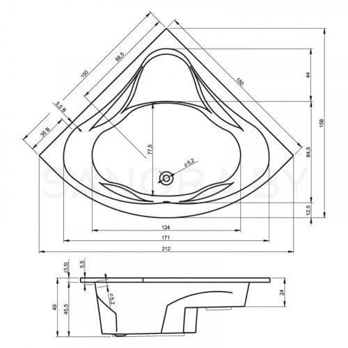 Акриловая ванна Riho Neo 150x150-4
