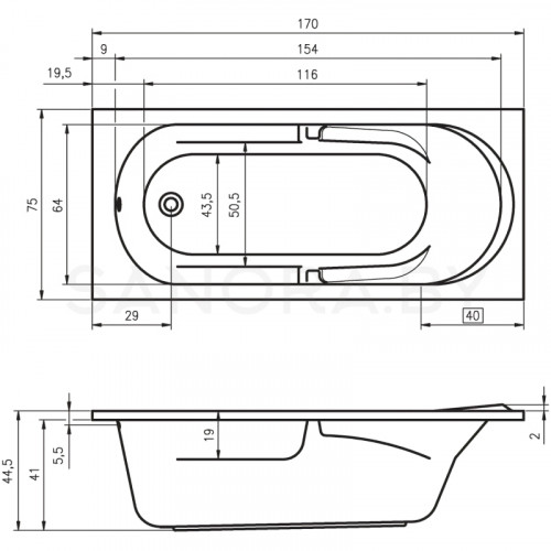 Акриловая ванна Riho Future 170x75-2