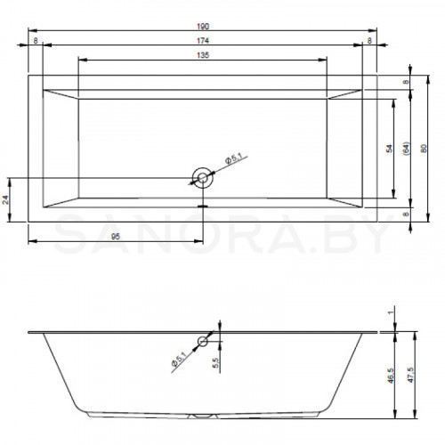 Акриловая ванна Riho Lugo 190x80-2