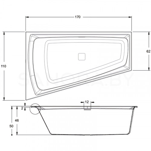 Акриловая ванна Riho Still Smart 170х110 Right B101001005-1