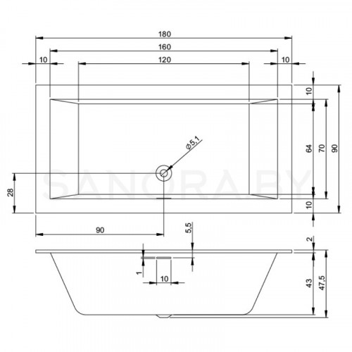 Акриловая ванна Riho Rethink Cubic 180x90-4