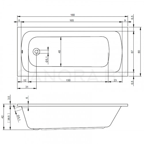 Акриловая ванна Riho Dola 180x80-1