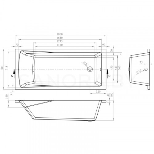 Акриловая ванна Lavinia Boho One 180x80 37010080-3