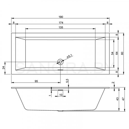 Акриловая ванна Riho Rethink Cubic 190x80-4