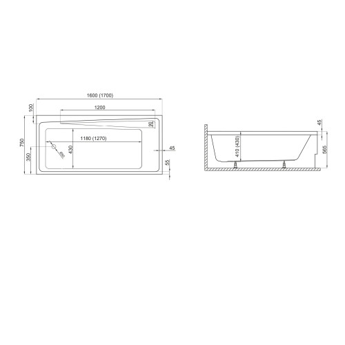 Акриловая ванна Polimat Elza 170*75 с ножками-3