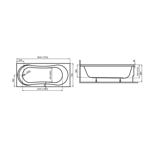 Акриловая ванна Polimat Gracja 170*70 с ножками-3