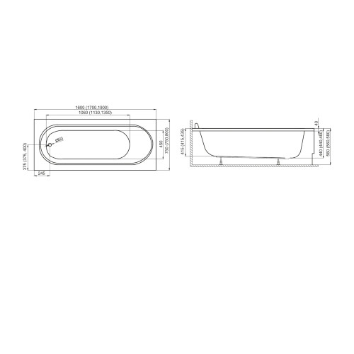 Акриловая ванна Polimat Medium 170*75 с ножками-3