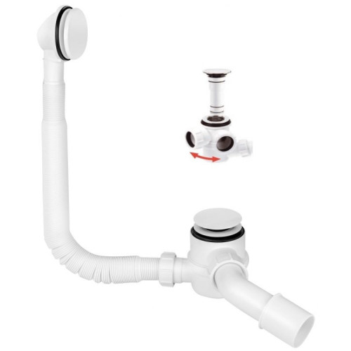 McAlpine сифон для ванны с верхней прочисткой, Click-clack, HC2600CL-WH, белый