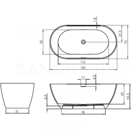 Ванна Riho Bilbao 150х75 B119001105-7