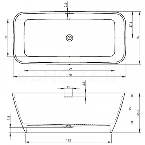 Ванна Riho Malaga 160х75 B123001105-3