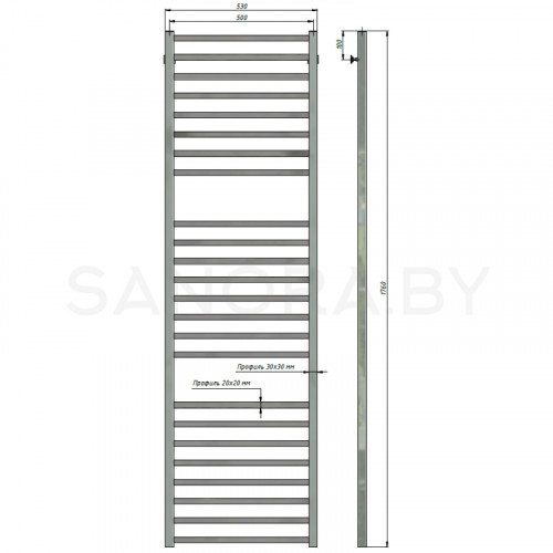 Полотенцесушитель водяной Stinox QUATRO LUXE 500x1800-3