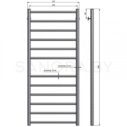 Полотенцесушитель водяной Stinox TOSCANA 500x1200-3