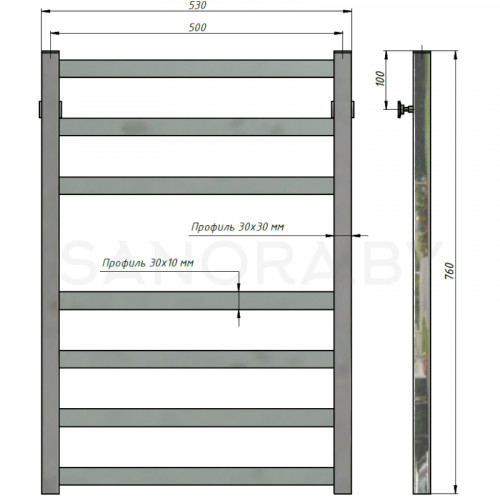 Полотенцесушитель водяной Stinox PRESTIGE 500x800-3