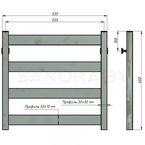Полотенцесушитель водяной Stinox SAN REMO 500x500-3