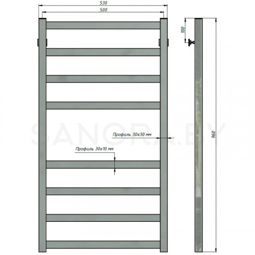 Полотенцесушитель водяной Stinox PRESTIGE 500x1000-3