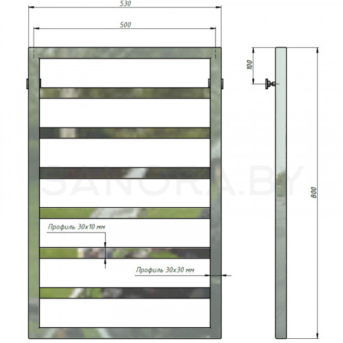 Полотенцесушитель водяной Stinox BERGAMO 500x800-3