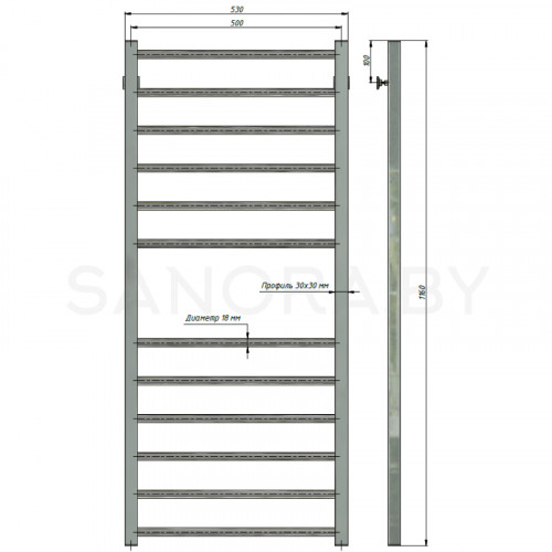 Полотенцесушитель водяной Stinox CLASSIC 500x1200-3